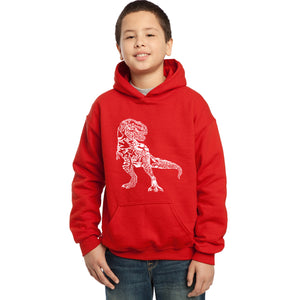 LA Pop Art Boy's Word Art Hooded Sweatshirt - Dino Pics