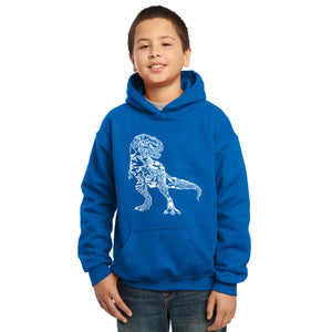 LA Pop Art Boy's Word Art Hooded Sweatshirt - Dino Pics