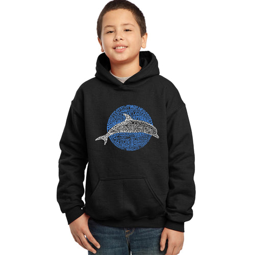 Species of Dolphin - Boy's Word Art Hooded Sweatshirt