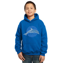 Load image into Gallery viewer, Species of Dolphin - Boy&#39;s Word Art Hooded Sweatshirt