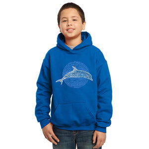 Species of Dolphin - Boy's Word Art Hooded Sweatshirt