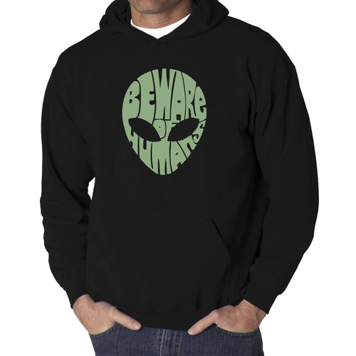 Beware of Humans  - Men's Word Art Hooded Sweatshirt