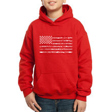 Load image into Gallery viewer, Boy&#39;s Word Art Hooded Sweatshirt - Fireworks American Flag