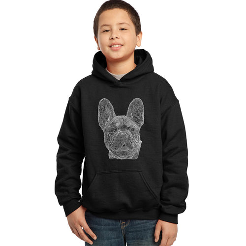 LA Pop Art Boy's Word Art Hooded Sweatshirt - French Bulldog