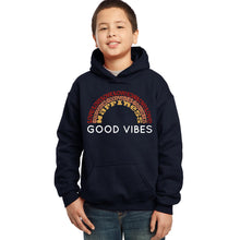 Load image into Gallery viewer, LA Pop Art Boy&#39;s Word Art Hooded Sweatshirt - Good Vibes