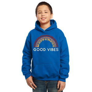 LA Pop Art Boy's Word Art Hooded Sweatshirt - Good Vibes