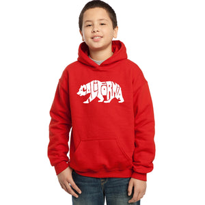 LA Pop Art Boy's Word Art Hooded Sweatshirt - California Bear