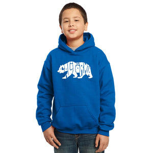 LA Pop Art Boy's Word Art Hooded Sweatshirt - California Bear
