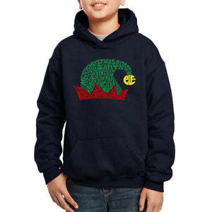 Christmas Elf Hat - Boy's Word Art Hooded Sweatshirt