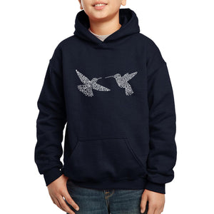 Hummingbirds - Boy's Word Art Hooded Sweatshirt