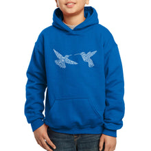 Load image into Gallery viewer, Hummingbirds - Boy&#39;s Word Art Hooded Sweatshirt
