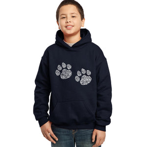 LA Pop Art Boy's Word Art Hooded Sweatshirt - Meow Cat Prints