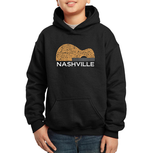 Nashville Guitar - Boy's Word Art Hooded Sweatshirt