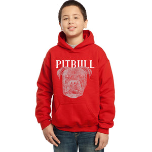 LA Pop Art Boy's Word Art Hooded Sweatshirt - Pitbull Face