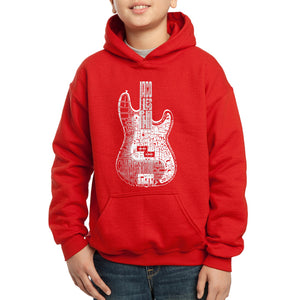 LA Pop Art Boy's Word Art Hooded Sweatshirt - Bass Guitar