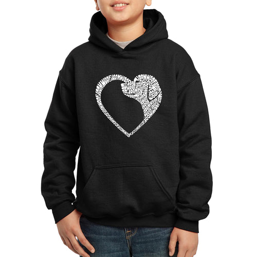 Dog Heart - Boy's Word Art Hooded Sweatshirt