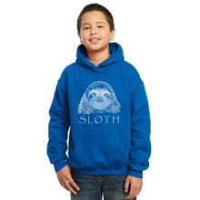Load image into Gallery viewer, LA Pop Art Boy&#39;s Word Art Hooded Sweatshirt - Sloth
