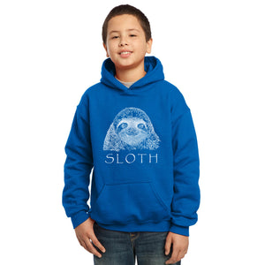 LA Pop Art Boy's Word Art Hooded Sweatshirt - Sloth