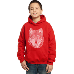 LA Pop Art Boy's Word Art Hooded Sweatshirt - Wolf