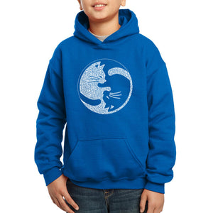 Yin Yang Cat  - Boy's Word Art Hooded Sweatshirt