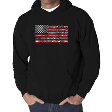 Load image into Gallery viewer, Men&#39;s Word Art Hooded Sweatshirt - Fireworks American Flag