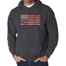 Load image into Gallery viewer, Men&#39;s Word Art Hooded Sweatshirt - Fireworks American Flag