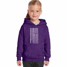 Load image into Gallery viewer, National Anthem Flag - Girl&#39;s Word Art Hooded Sweatshirt