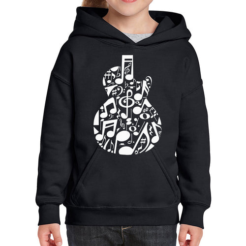 Music Notes Guitar - Girl's Word Art Hooded Sweatshirt