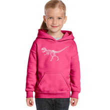 Load image into Gallery viewer, Dinosaur TRex Skeleton - Girl&#39;s Word Art Hooded Sweatshirt