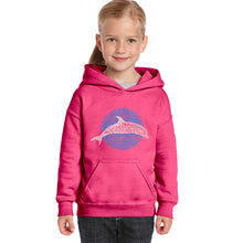 Load image into Gallery viewer, Species of Dolphin - Girl&#39;s Word Art Hooded Sweatshirt