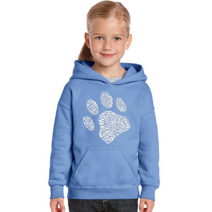 Dog Paw - Girl's Word Art Hooded Sweatshirt