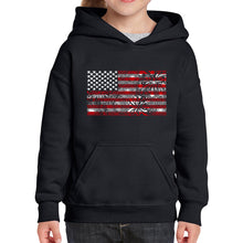 Load image into Gallery viewer, Girl&#39;s Word Art Hooded Sweatshirt - Fireworks American Flag