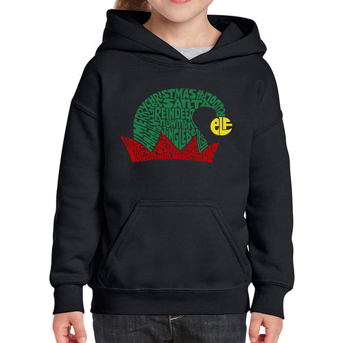 Christmas Elf Hat - Girl's Word Art Hooded Sweatshirt