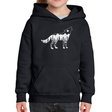 Load image into Gallery viewer, Howling Wolf  - Girl&#39;s Word Art Hooded Sweatshirt