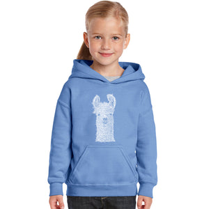 Llama - Girl's Word Art Hooded Sweatshirt