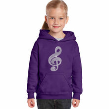 Load image into Gallery viewer, Music Note - Girl&#39;s Word Art Hooded Sweatshirt