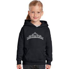 Load image into Gallery viewer, Princess Tiara - Girl&#39;s Word Art Hooded Sweatshirt