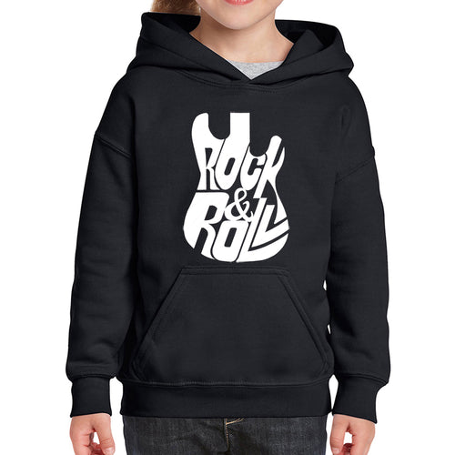 Rock And Roll Guitar - Girl's Word Art Hooded Sweatshirt