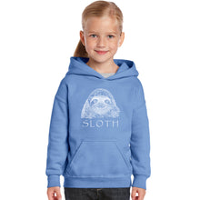 Load image into Gallery viewer, Sloth - Girl&#39;s Word Art Hooded Sweatshirt