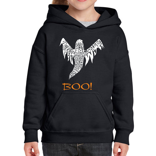 Halloween Ghost - Girl's Word Art Hooded Sweatshirt