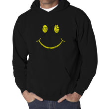 Load image into Gallery viewer, Be Happy Smiley Face  - Men&#39;s Word Art Hooded Sweatshirt