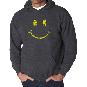 Be Happy Smiley Face  - Men's Word Art Hooded Sweatshirt