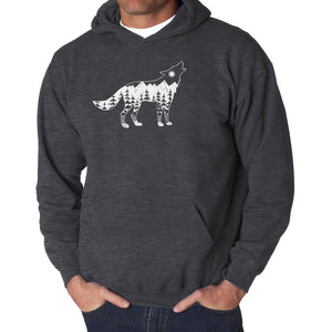 Howling Wolf  - Men's Word Art Hooded Sweatshirt