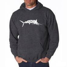 Load image into Gallery viewer, Marlin Gone Fishing - Men&#39;s Word Art Hooded Sweatshirt