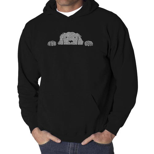 Peeking Dog  - Men's Word Art Hooded Sweatshirt