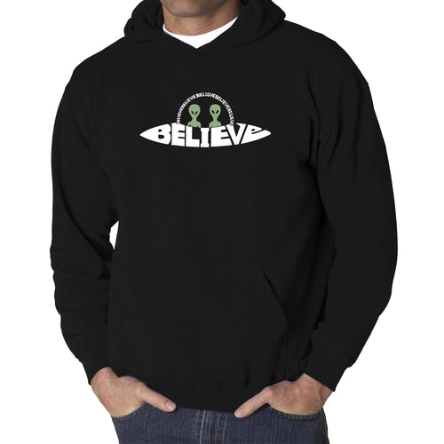 Believe UFO - Men's Word Art Hooded Sweatshirt
