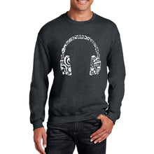 Load image into Gallery viewer, Music Note Headphones - Men&#39;s Word Art Crewneck Sweatshirt