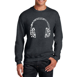 Music Note Headphones - Men's Word Art Crewneck Sweatshirt