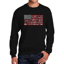 Load image into Gallery viewer, Men&#39;s Word Art Crewneck Sweatshirt - Fireworks American Flag