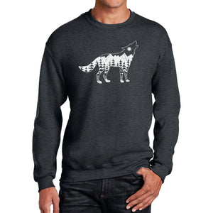 Howling Wolf  - Men's Word Art Crewneck Sweatshirt